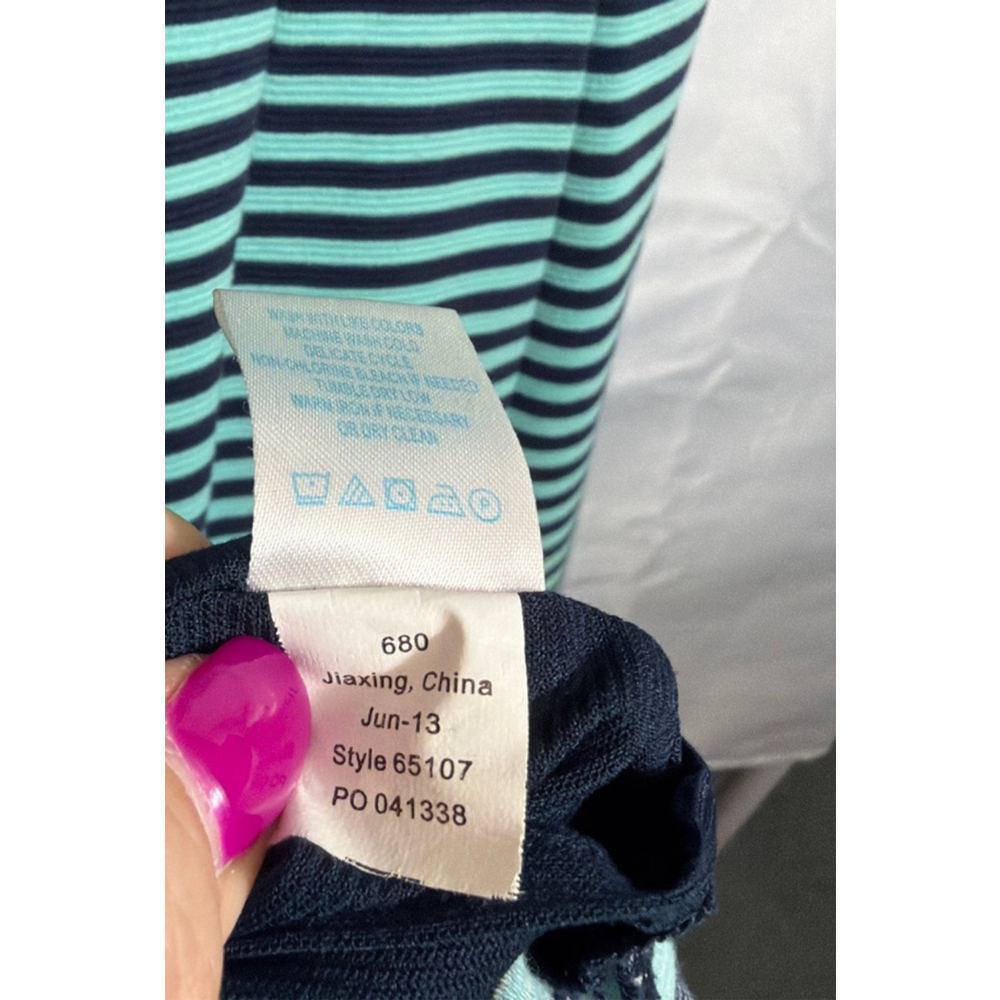Lilly Pulitzer Teal Navy Stretch Knit Dress Size L Resort Wear Fit & Flare - Picture 8 of 8